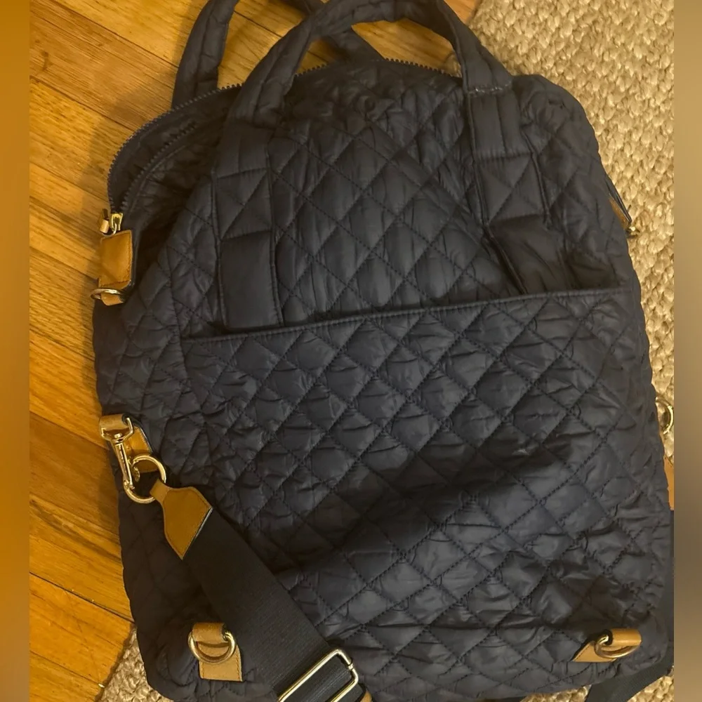 Mark And Graham Navy Quilted Convertible Backpack‎ - SRM Monogram